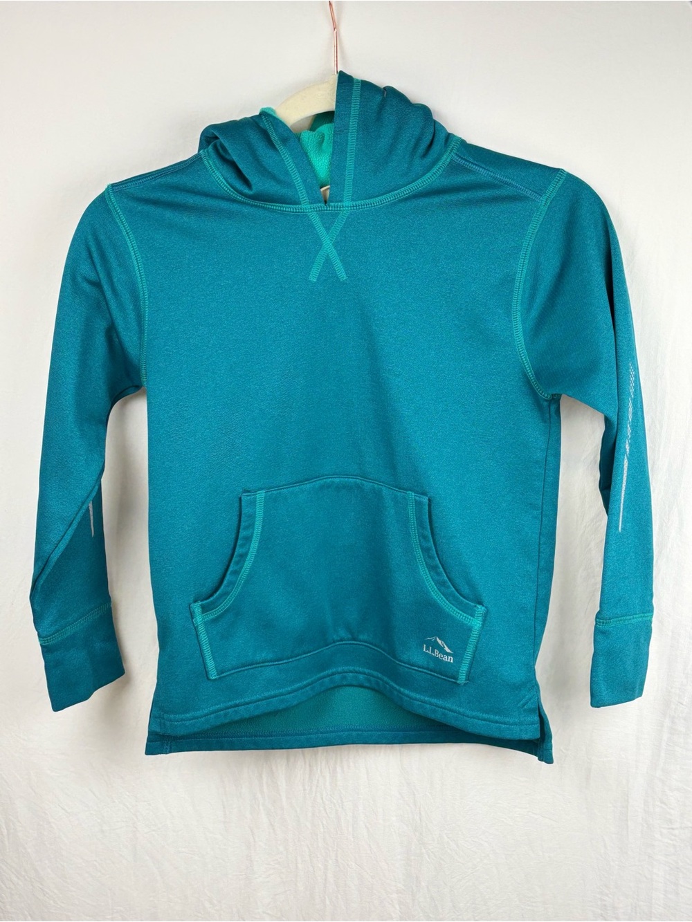 L.L. Bean Kids' 8 Teal Hooded Sweatshirt long sleeve shirt with Kangaroo Pocket